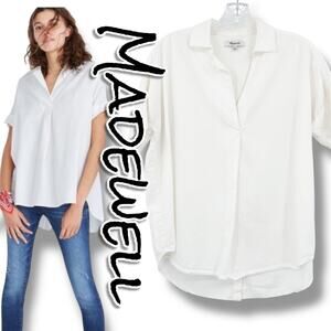 Madewell Courier Blouse Button Back Top White Lagenlook Women’s Size XS Cotton